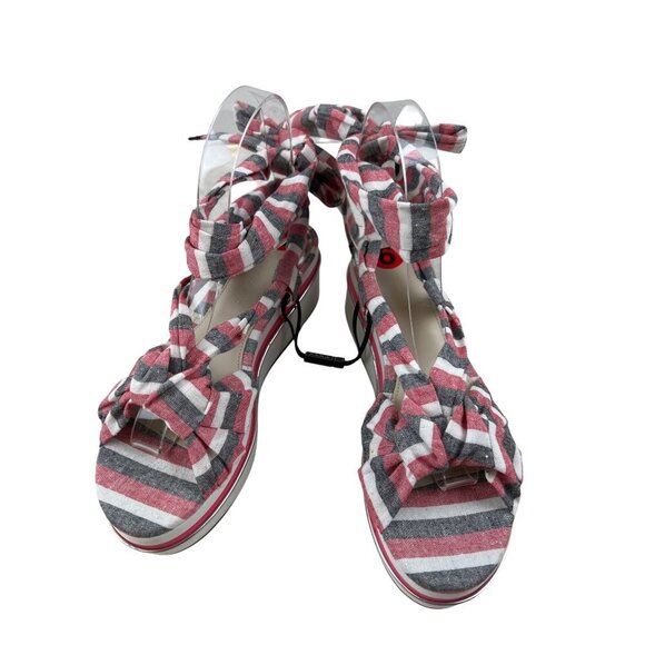 Zara Women's Sandals Lace Up Strappy Stripe Wrap Ankle Platform Size 6 EU 36 - Picture 4 of 11